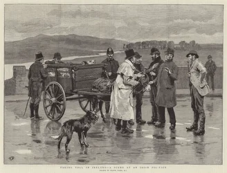 Tomando o pedágio na Irlanda, uma cena em uma feira irlandesa de suínos